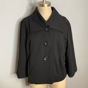 Sandro Black Button Crop Blazer Jacket Cardigan L